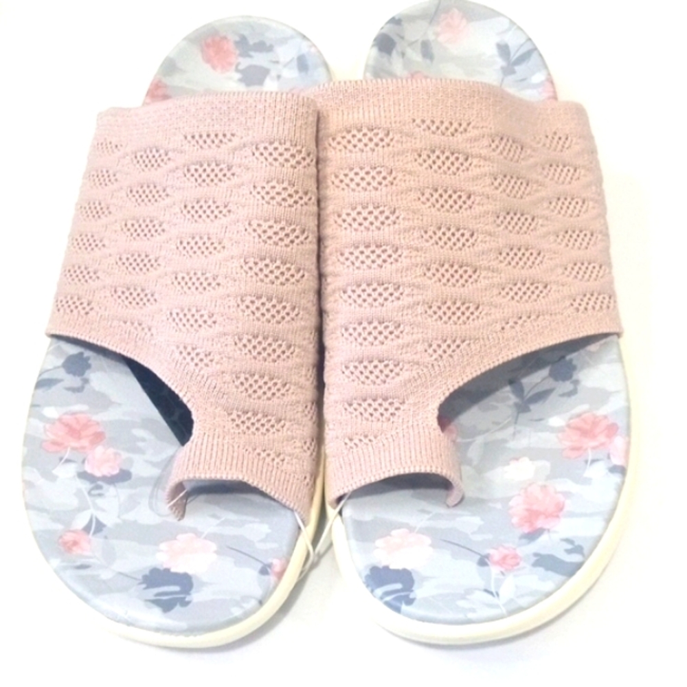 RBX ROSE GOLD PINK MESH KNIT STRETCH MULE SLIDE SANDALS SIZE 9 NWT